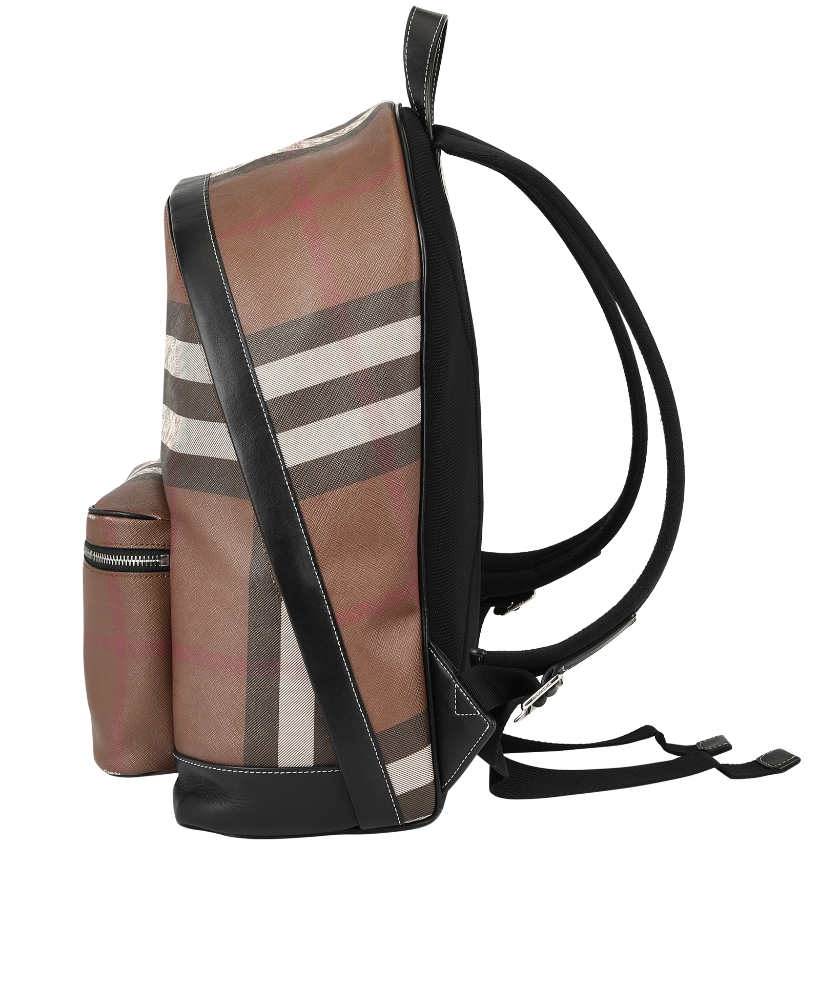 Burberry Check Backpack, &pound;550, Handbags, Black/Brown/Red/White, Canvas, Bottom view
